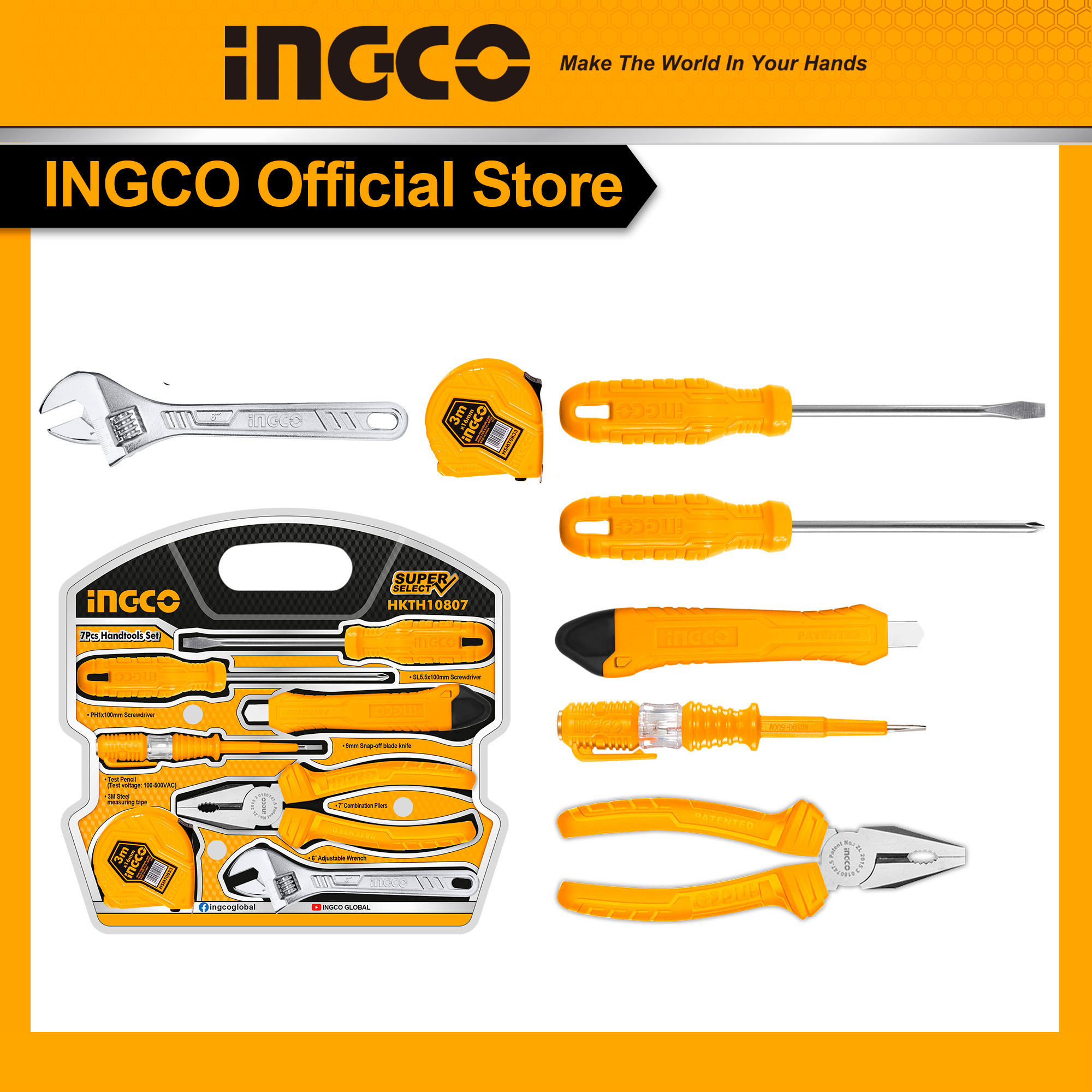 Bộ 7 dụng cụ cầm tay ingco hkth10807