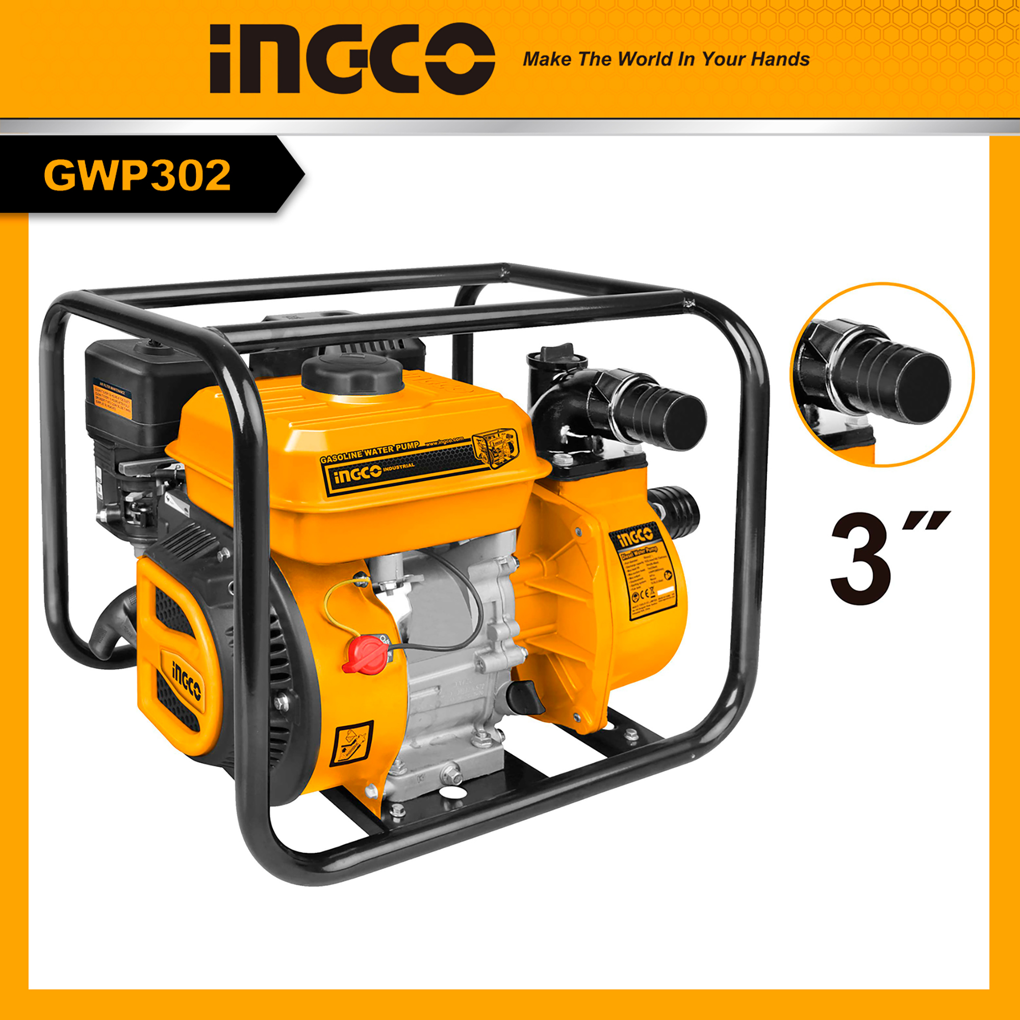 7.0HP máy bơm nước dùng xăng hiệu Ingco GWP302, sản phẩm tốt đạt chất lượng ca, cảm kết sản phẩm nhận được như hình và mô tả