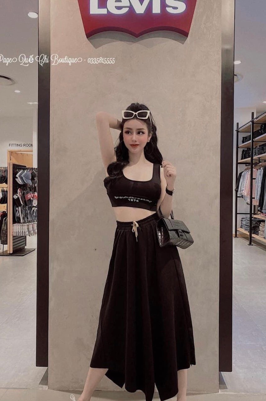 Sét váy áo ba lỗ dáng croptop kèm chân váy siêu đẹp 115