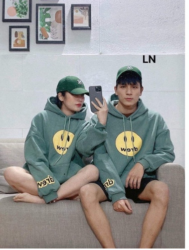 Áo hoodie nỉ cotton mặt cươi drew ln12