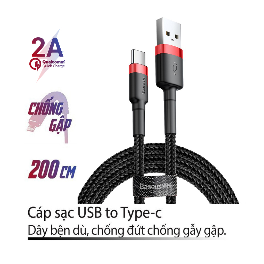Cáp sạc bọc dù siêu bền Baseus Cafule, Dây sạc nhanh và truyền dữ liệu Cafule cho mọi điện thoại và máy tính