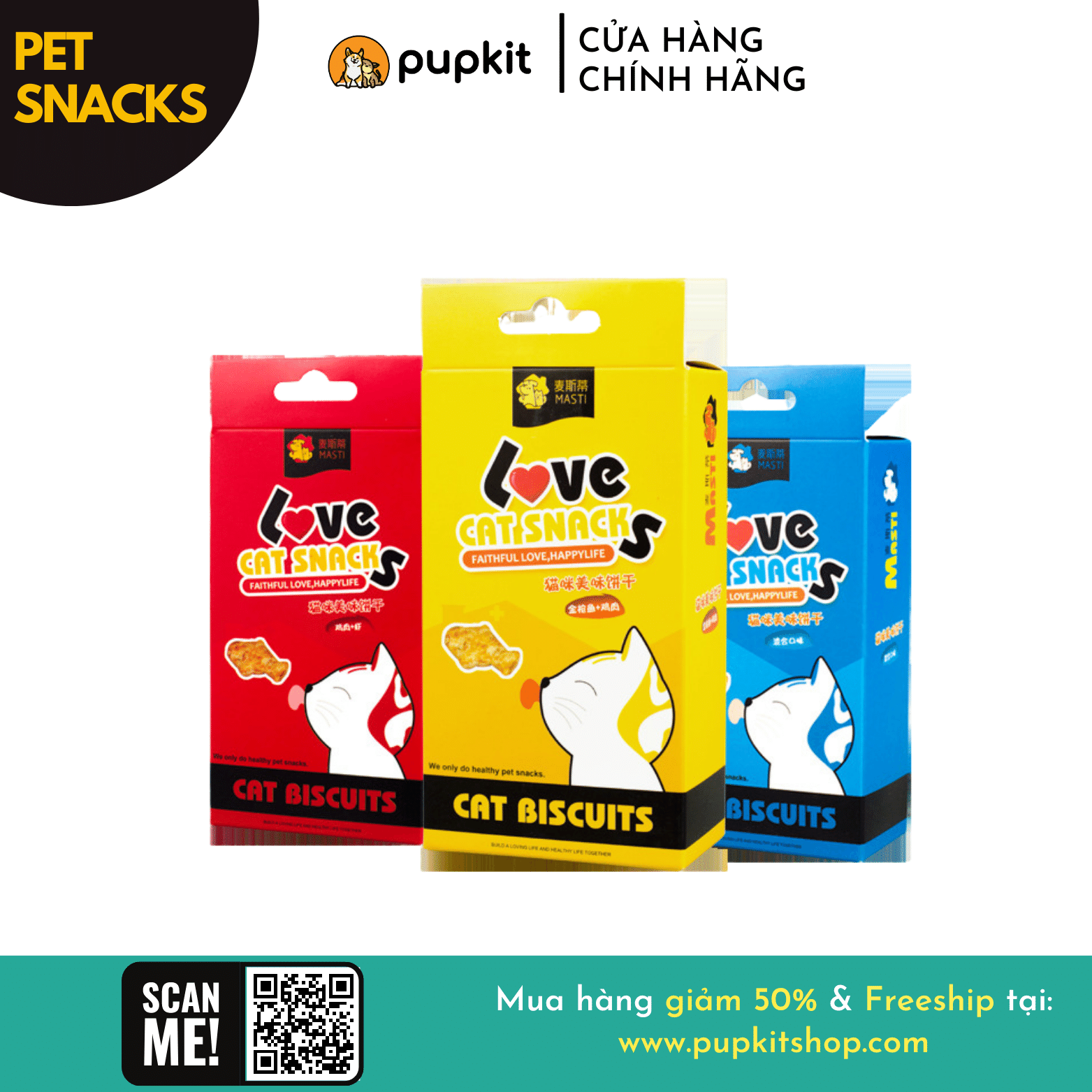 Bánh thưởng cho mèo masti hộp 100g ăn vặt cat snacks