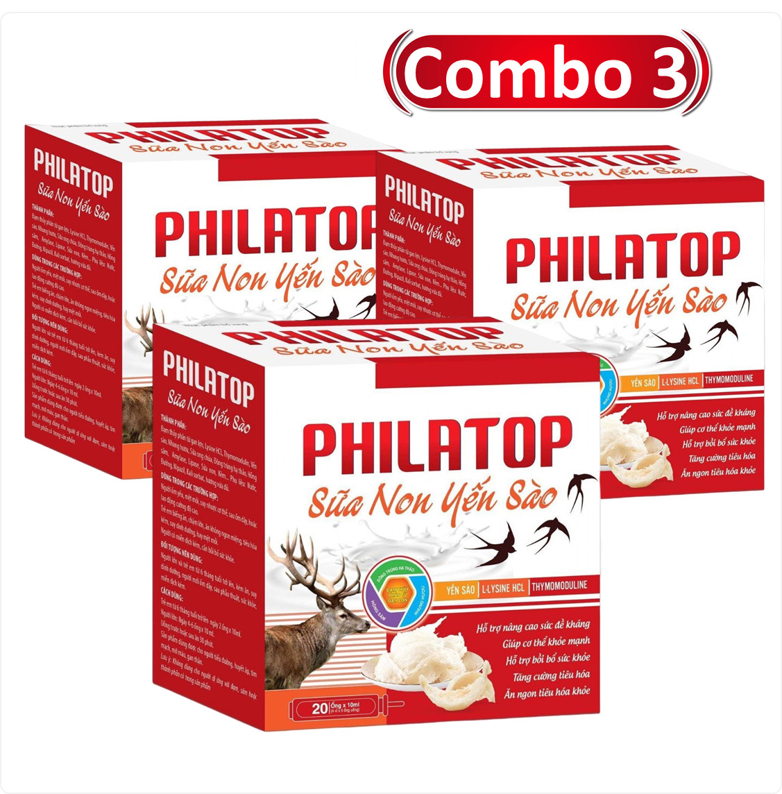 Combo 3 hộp-Philatop Sữa Ong Chúa bố sung vitamin,yến sào