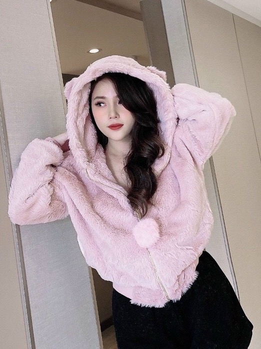 Áo khoác bông tai gấu cute