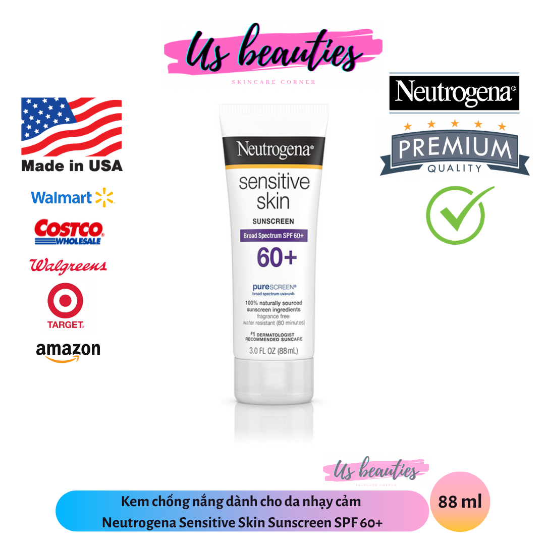 Kem chống nắng dành cho da nhạy cảm Neutrogena Sensitive Skin Sunscreen SPF 60+ 88ml
