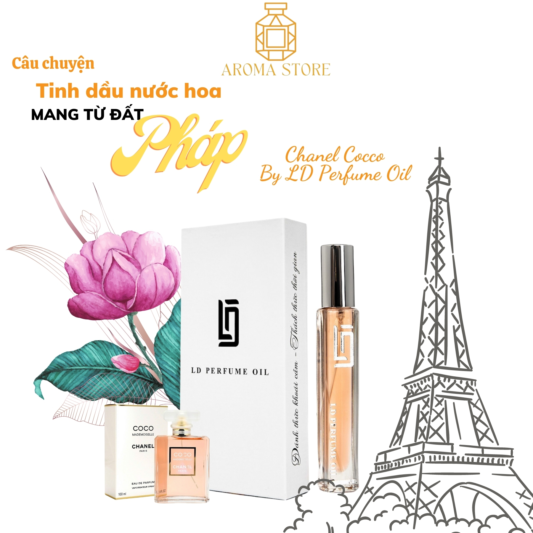 Tinh dầu nước hoa pháp ld perfume oil chanel coco 12ml
