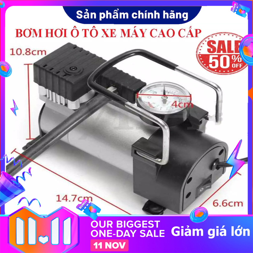 [HÀNG LIÊN DOANH – GIÁ SỈ] Máy Bơm Hơi Mini , Bơm Điện 12V Mini Công Suất Lớn. Mua Ngay Bơm Lốp Ôtô , Bơm Hơi Mini Công Nghệ Nhật Nén Khí , Hơi Khỏe , Nhỏ Gọn Bền Bỉ Dễ Di Chuyển Tặng Đầu Bơm - Bảo Hành 1 Đổi 1