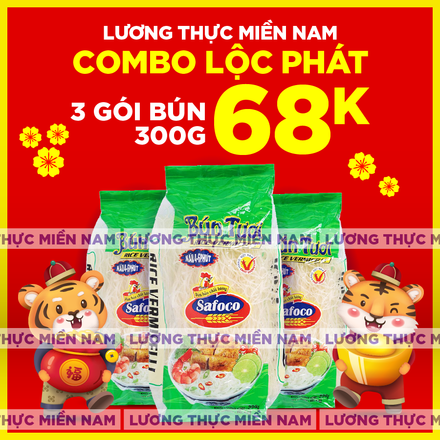 Combo 3 gói bún tươi safoco 300g