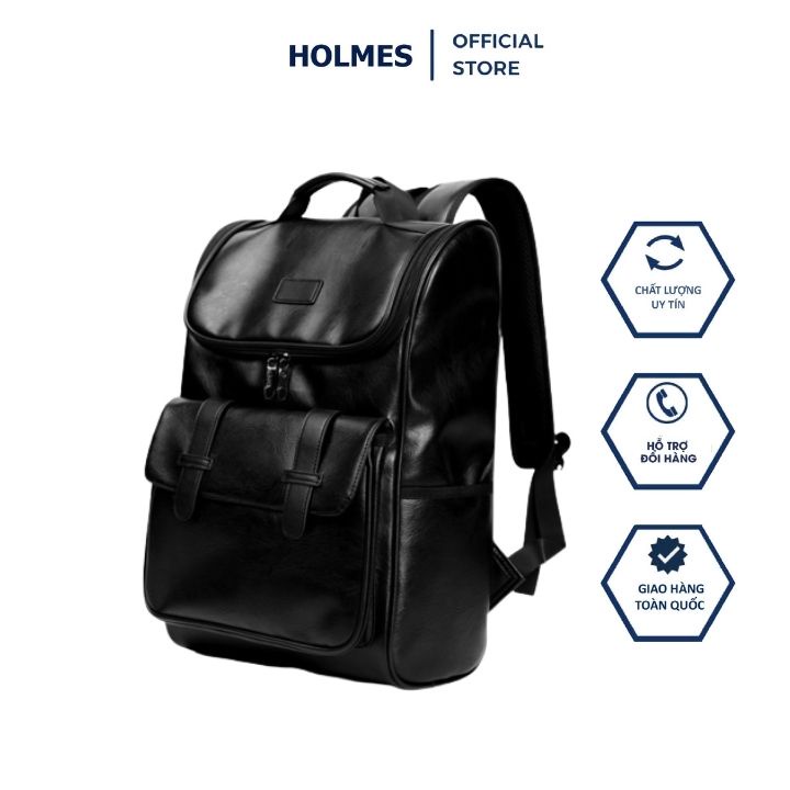 Balo da - balo unisex nam nữ da mềm đẹp phong cách hàn quốc - ba lô du lịch tiện lợi holmes