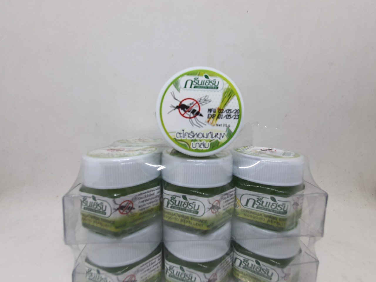 12 hủ dầu cù là green herb citronella balm light phòng và chống muỗi hương sả chính hãng thái lan 20 gam