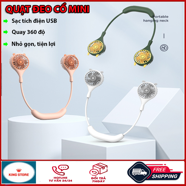 Quạt mini, quạt đeo cổ siêu mát, quạt đeo cổ mini tích điện sạc tích điện USB, xoay 360 độ gấp gọn, quạt đeo cổ thông minh, quạt mini đeo cổ, quạt đeo cổ không cánh, quạt điện mini, quạt tích điện đeo cổ mini
