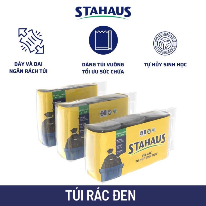Túi rác màu tự huỷ sinh học stahaus đen