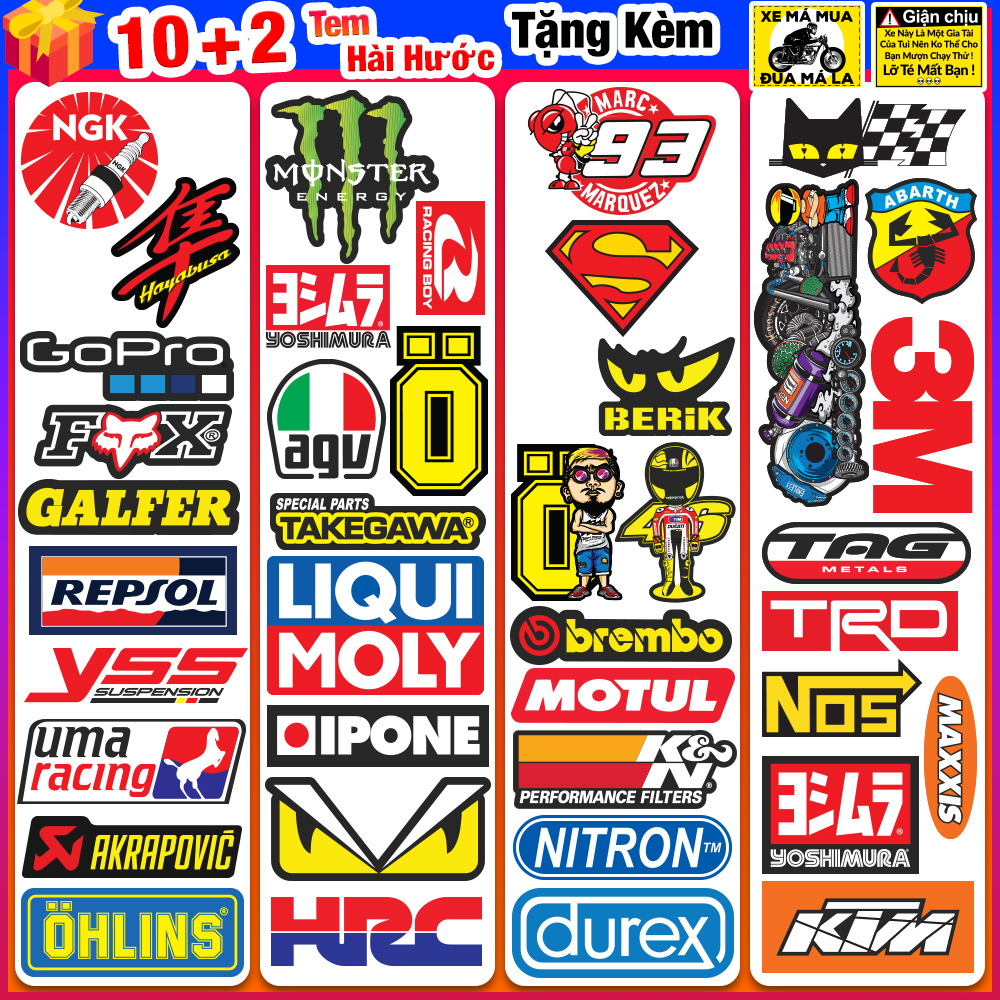 [Tặng thêm 2 tem] Combo Tem Dán Xe - Tem Xe Ex 150 Winner Wave Vario - Team Dán Xe Không Thấm Nước