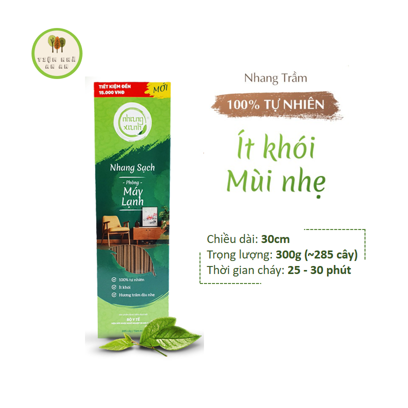 Nhang Xanh Máy Lạnh 30cm 300g - 100% Trầm Hương tự nhiên - Thơm dịu nhẹ an toàn dùng cho chung cư/máy lạnh