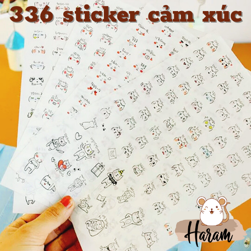 Set 336 Sticker Cảm Xúc Biểu Cảm Phong cách Hàn Quốc