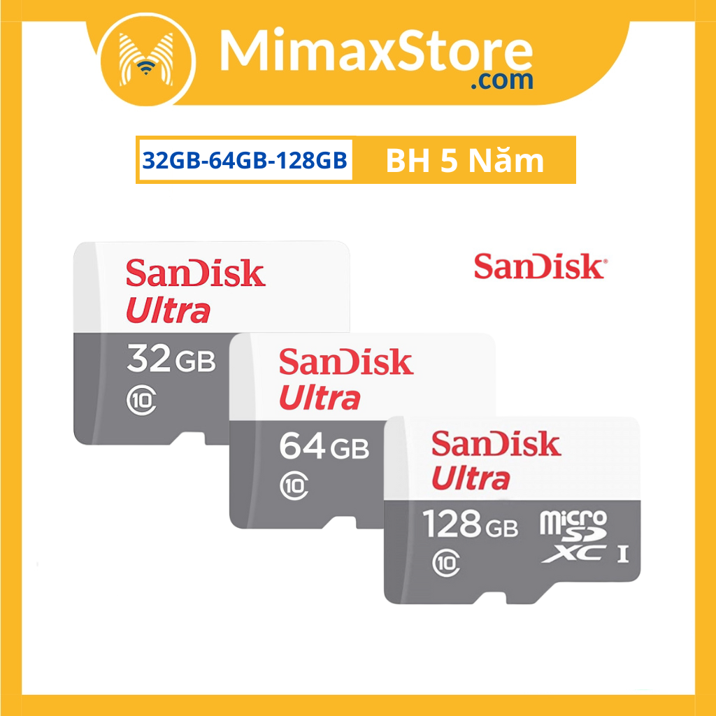 Thẻ nhớ micro sandisk 32gb / 64gb / 128gb 100mb/s | hàng chính hãng sandisk | bảo hành 5 năm | mimax store