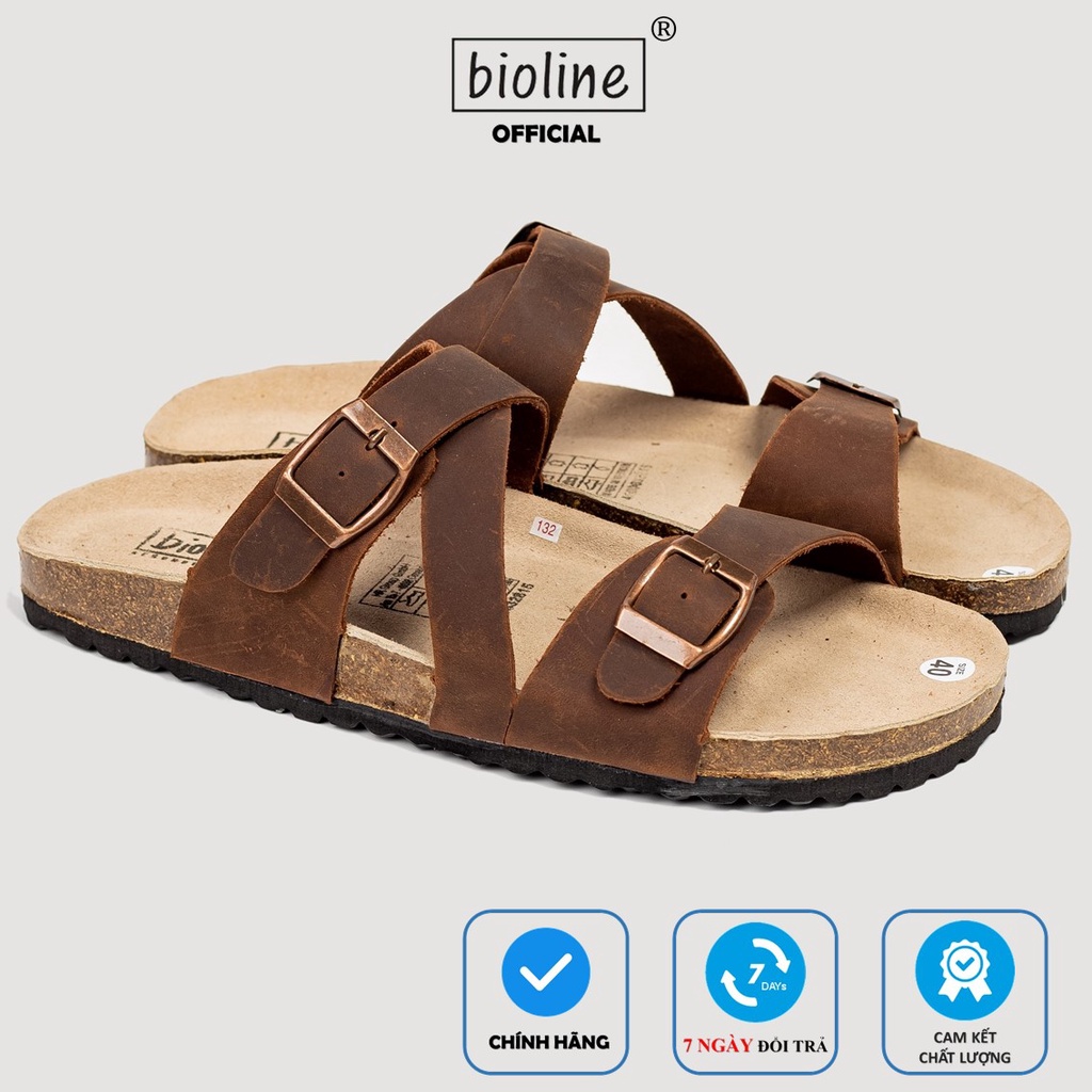 D25 - dép đế trấu bioline official mã quai da bò đan chéo