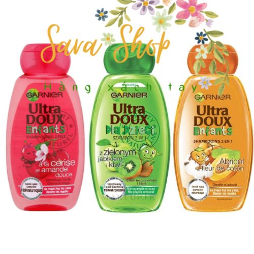 [FREESHIP + Quà] Dầu gội xả 2 trong 1 cho trẻ em Ganier Ultra Doux Enfants 250ml DG01GANIER Sara Shop - Hàng xách tay, chiết xuất từ trái cây thiên nhiên giúp tóc mềm mượt giảm rối và chắc khỏe