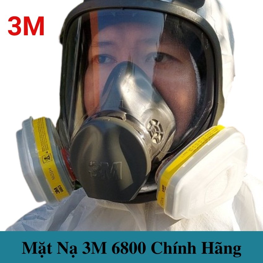 Mặt nạ phòng độc phun thuôc trừ sâu 3m 6800, phin lọc 6003 kính không mờ hơi, chống hóa chất