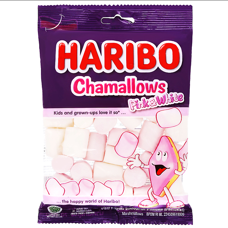 [ ĂN LÀ GHIỀN ] 01 gói x 70g Kẹo xốp mềm Marsh Mallow Haribo Chamallows Pink & White (Date: 01/2021) - Cách làm kẹo marshmallow nướng cho thực đơn đồ ăn vặt thêm phong phú .-[ 12.12 Hot Deals ]