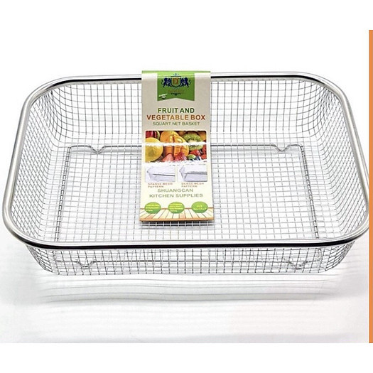 Rổ lưới inox 304 đựng thức ăn chiên , ráo rau củ dày dặn sáng bóng cao cấp
