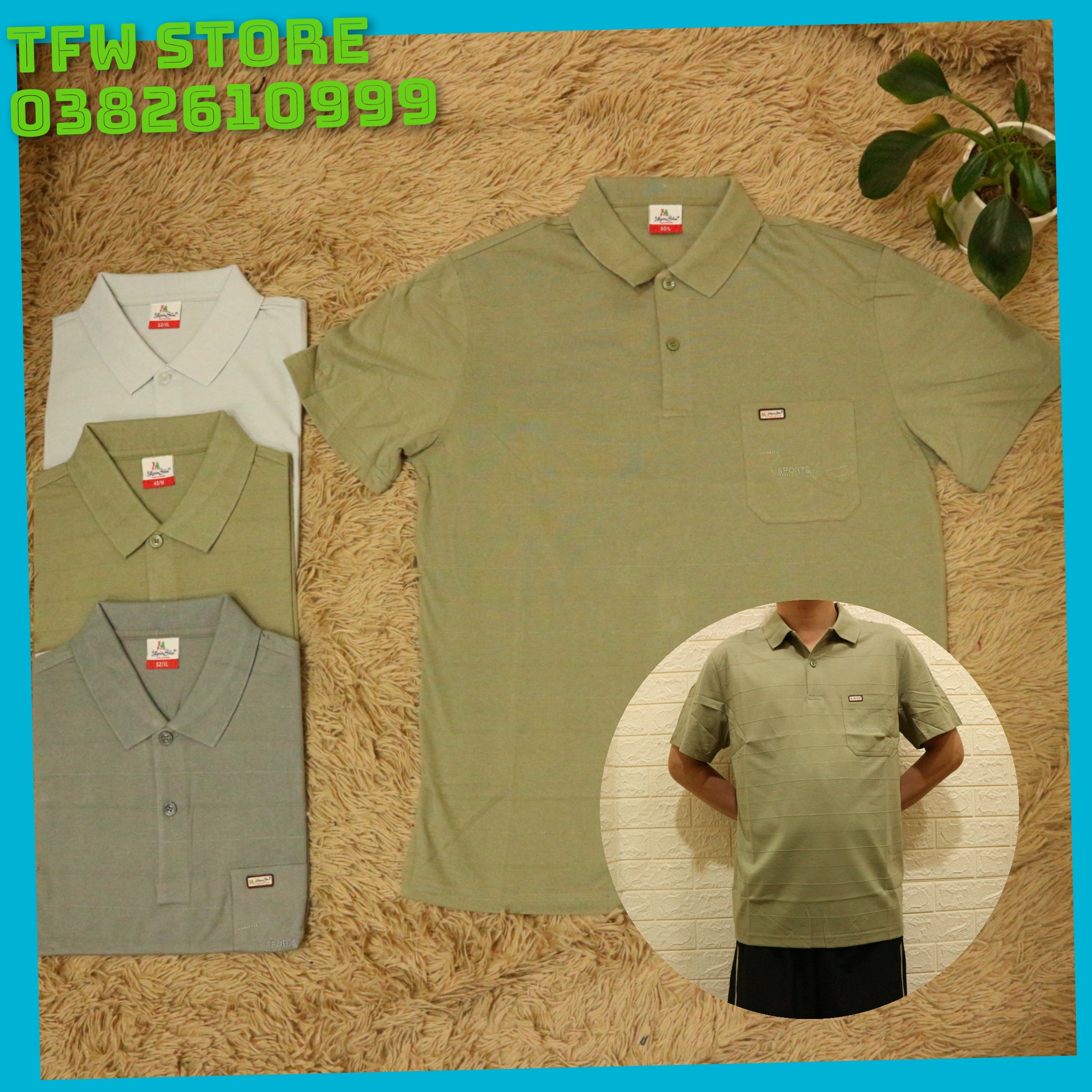 Áo thun có cổ nam trung niên, áo phông cho ông,cho bố, chất cotton