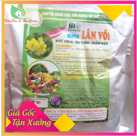 Vôi Bột Super Lân Vôi, Tinh Vôi BIO GREEN 2KG Khử Trùng Đất, Trộn Giá Thể, Khử Chua, Hạ Phèn, Giảm Mặn - Shop Phân Bón, Hạt Giống Rau Củ Quả, Xơ Dừa, Mùn Dừa, Đất Sạch Trồng Rau, Hoa Hồng, Hoa Mai, Cây Cảnh Tp. Hồ Chí Minh