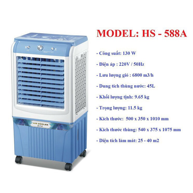 Quạt điều hoà hơi nước dung tích lớn 45L-HS, Quạt hơi nước điều hoà không khí cao cấp chính hãng bảo hành 12 tháng