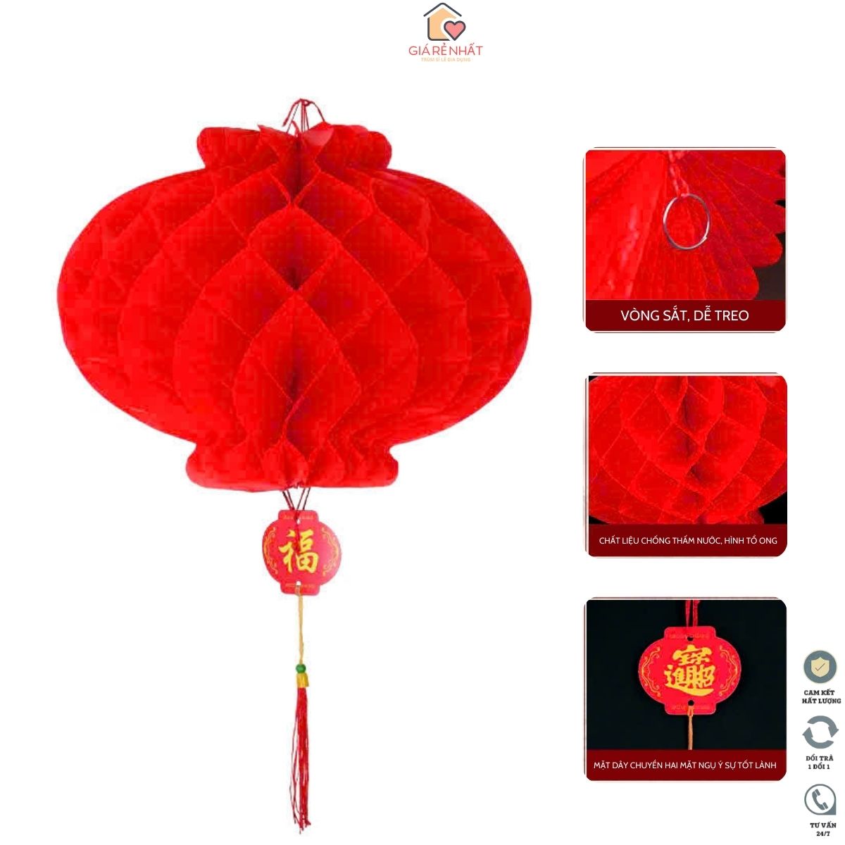  Combo 20 Lồng Đèn Đỏ Trang Trí Ngày Tết Mẫu Tổ Ong Chữ Phúc Đèn Lồng Răng Cưa Tú Cầu Nhiều Màu Sắc Chống Nước 