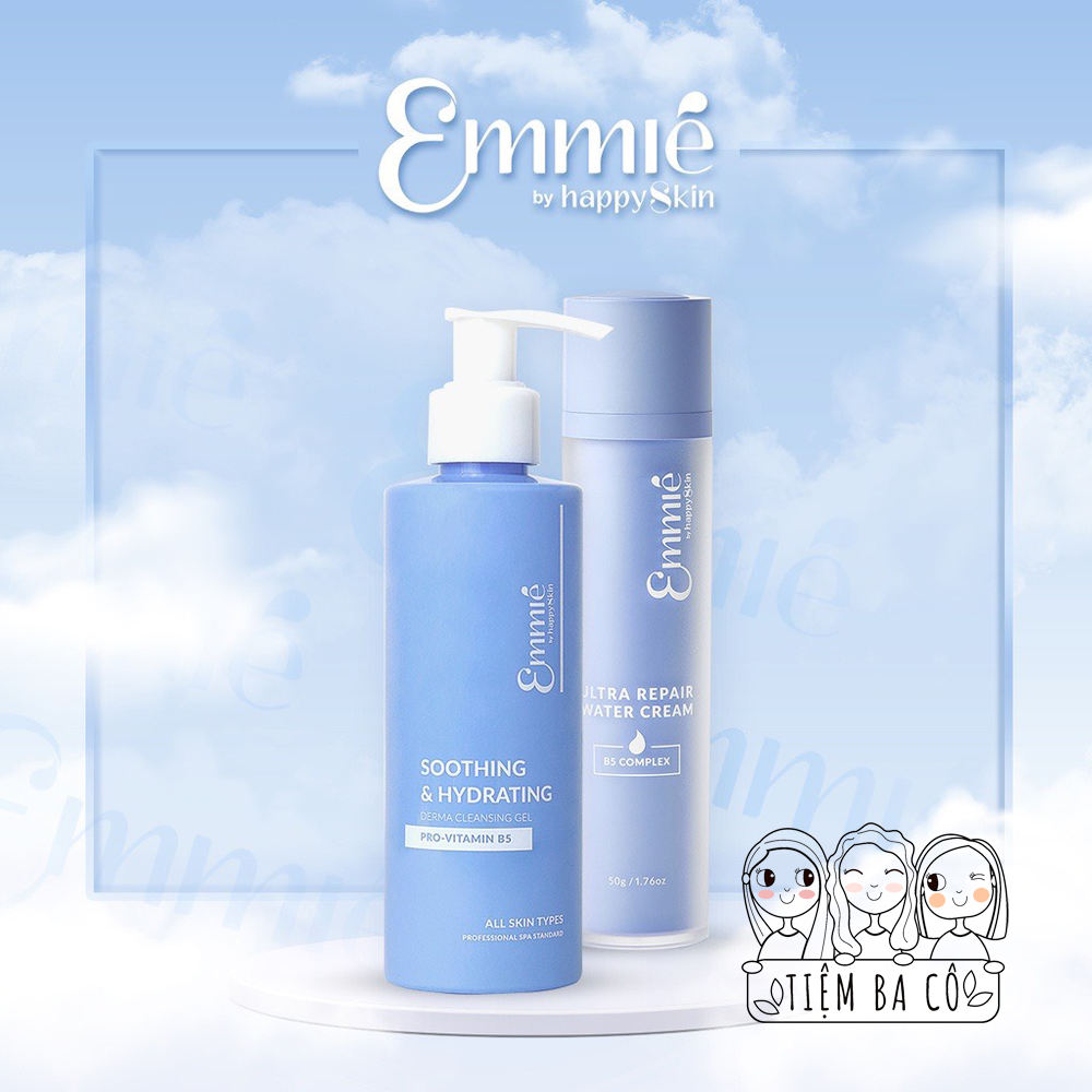 Combo phục hồi kem dưỡng b5 làm dịu da và gel rửa mặt cho da nhạy cảm b5 emmie emmié by happy skin emmie.