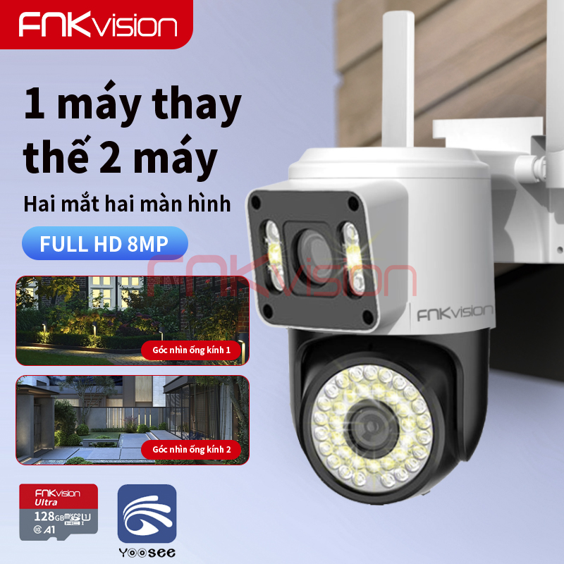 Camera Yoosee Wifi 2 Mắt giám sát Ngoài Trời Không Dây Ip66 Thông Minh chống nước an toàn Fnkvision  8.0mpx Siêu Nét