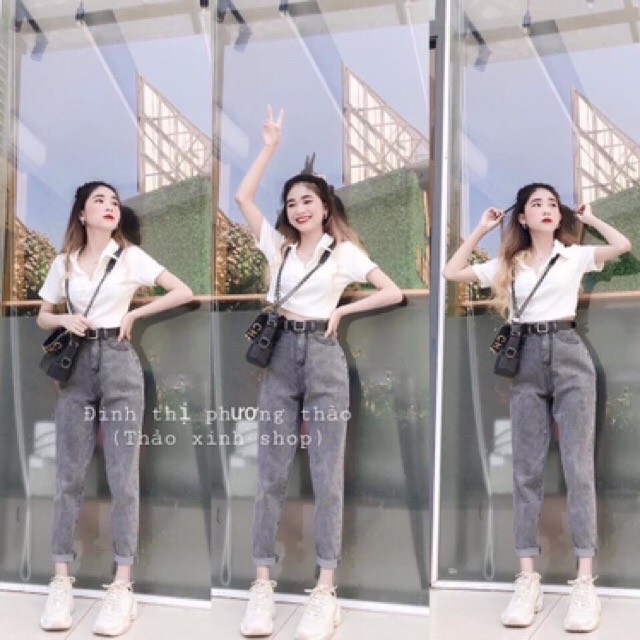 Quần bagy bò trơn khói