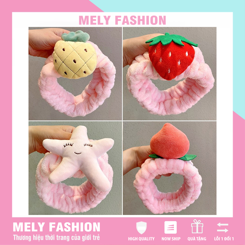 Băng đô rửa mặt cài tóc tai mèo tai thỏ hoa quả 3D siêu mềm siêu hot siêu dễ thương MELY FASHION PK01