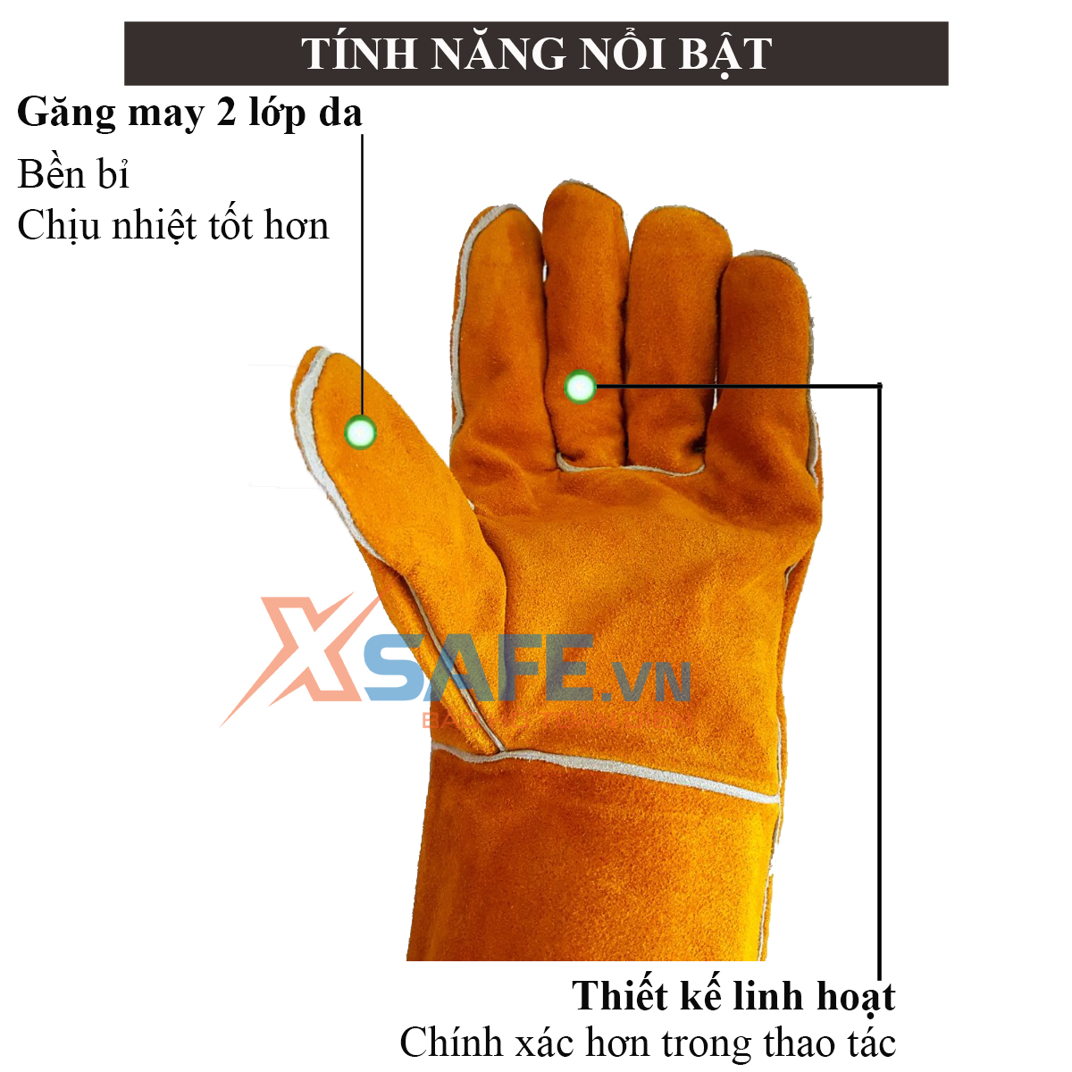 Găng tay da hàn GNC thấm hút mồ hôi chống cháy chịu nhiệt chống cắt độ bền cao bao tay hàn cắtcơ khí XTOOLs