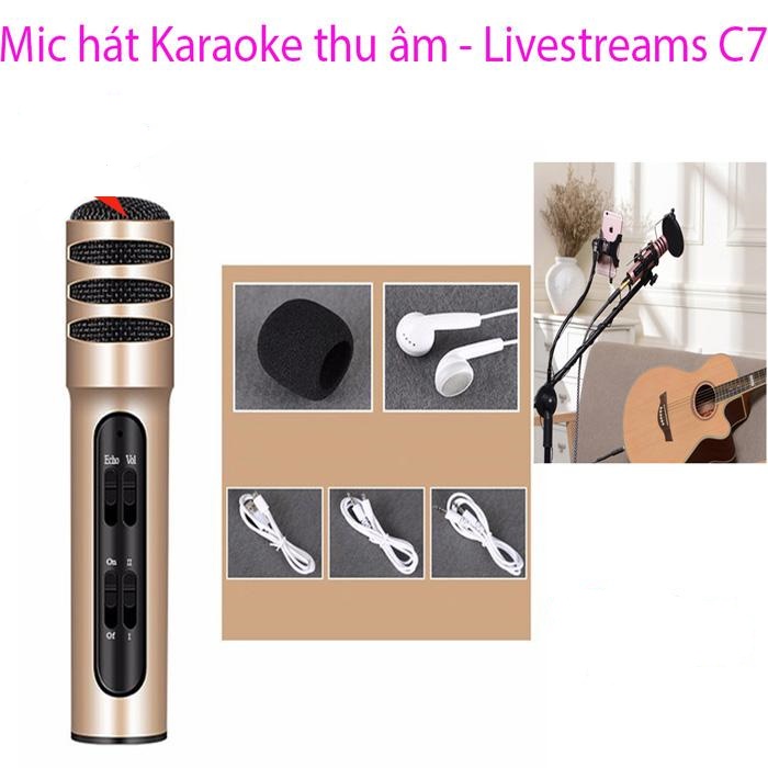 Mic Livestream C7 micro thu âm karaoke live stream 3 in 1