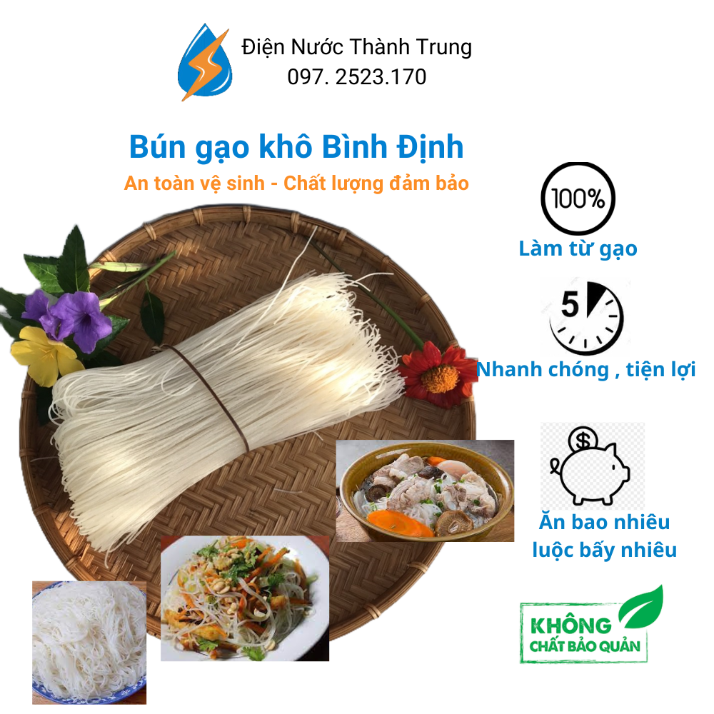 Bún gạo khô Bình Định 0.5Kg bún khô