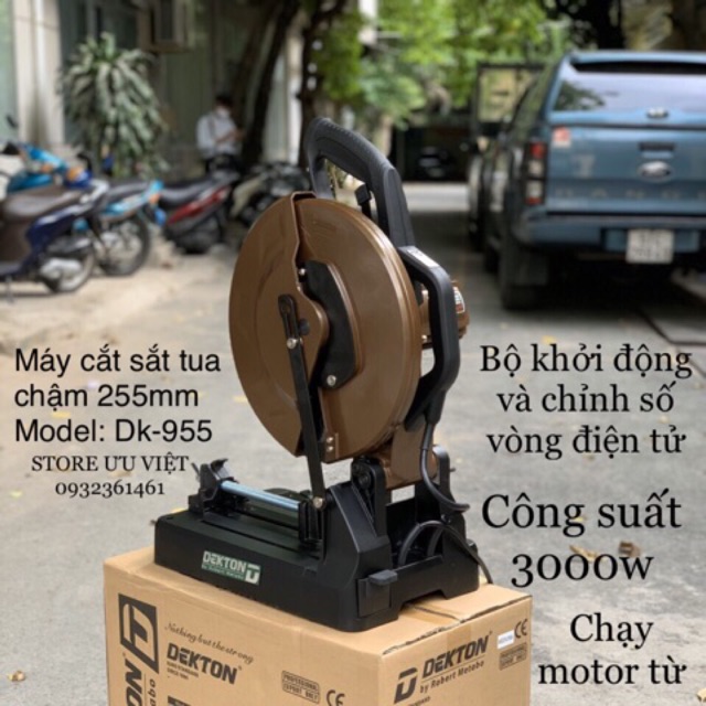 Máy cắt sắt đặc tua chậm 3000w lưỡi 255mm tặng lưỡi cắt sắt tua chậm 255mm model: dk-955 chạy motor từ