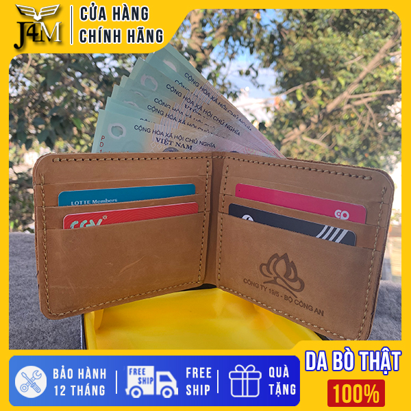 Bóp ví nam da bò sáp J4M cao cấp, có nhiều ngăn đựng tiền và thẻ tiện dụng để vừa túi quần, phong cách hiện đại lịch lãm NXS01