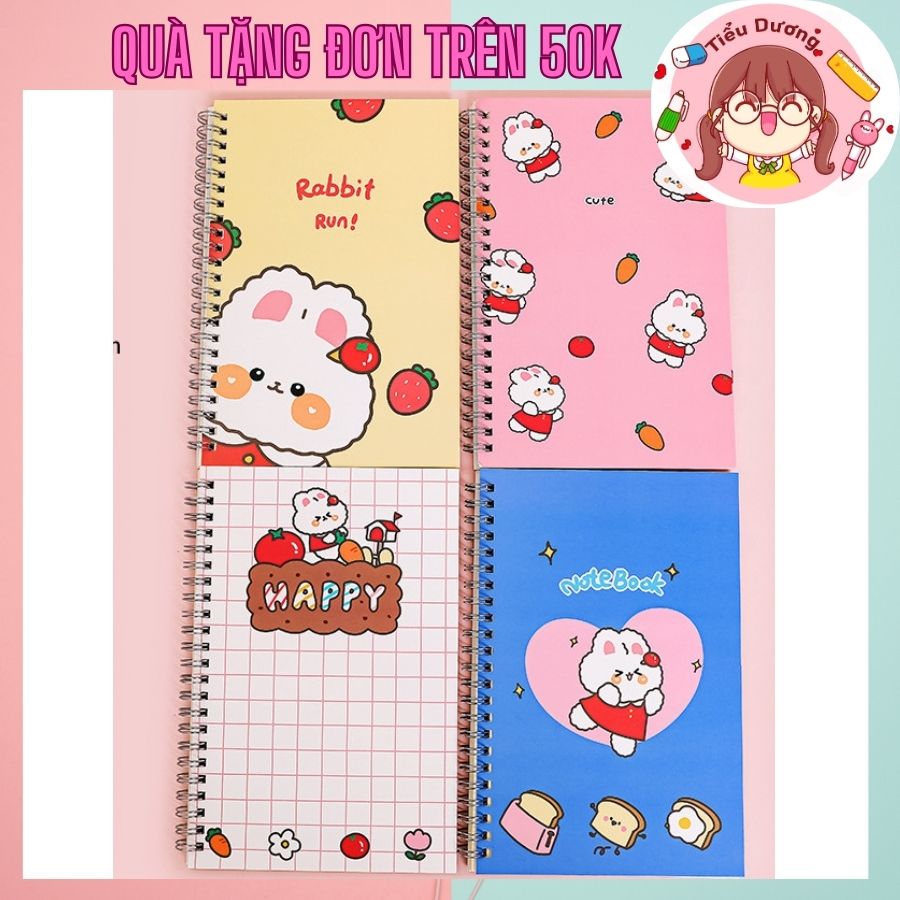 Sổ tay lò xo a5 họa tiết hoạt hình dễ thương, sổ còng cute