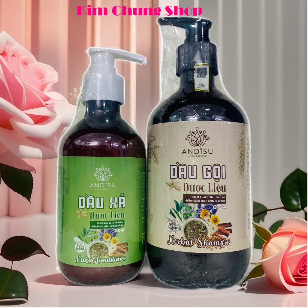 Combo dầu gội và dầu xả Andisu ngăn rụng và nuôi dưỡng da đầu và tóc chức khoẻ bóng mượt