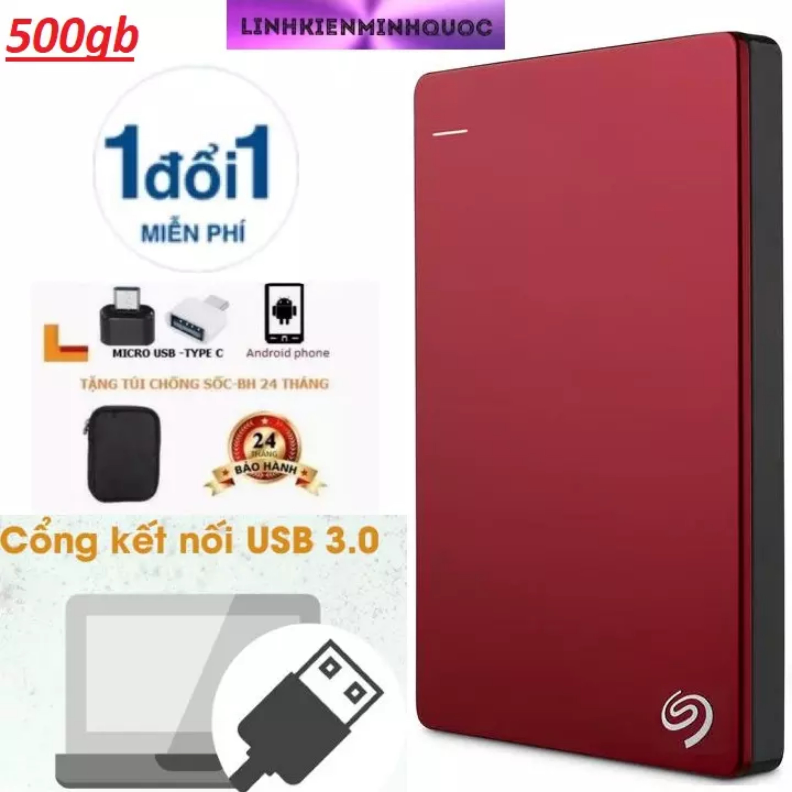 Ổ cứng di động HDD Seagate 500GB Backup Slim Portable 2.5- tặng túi chống sốc