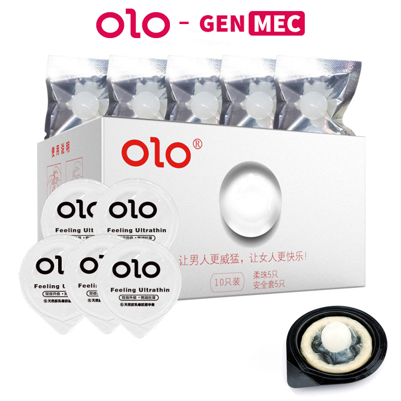 Bao Cao Su Siêu Mỏng OLO 0.01 Hạt Silicone - Siêu Kích Thích - BCS OLO 001 Hạt Ngọc Trai - GenMec