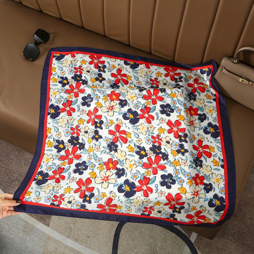 [70x70cm] Khăn lụa Bandana vuông choàng cổ trùm đầu đi biển buộc tóc - 8