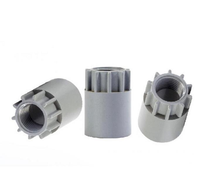 Bộ 90 nối 21 ren trong 17 nhựa PVC - xám