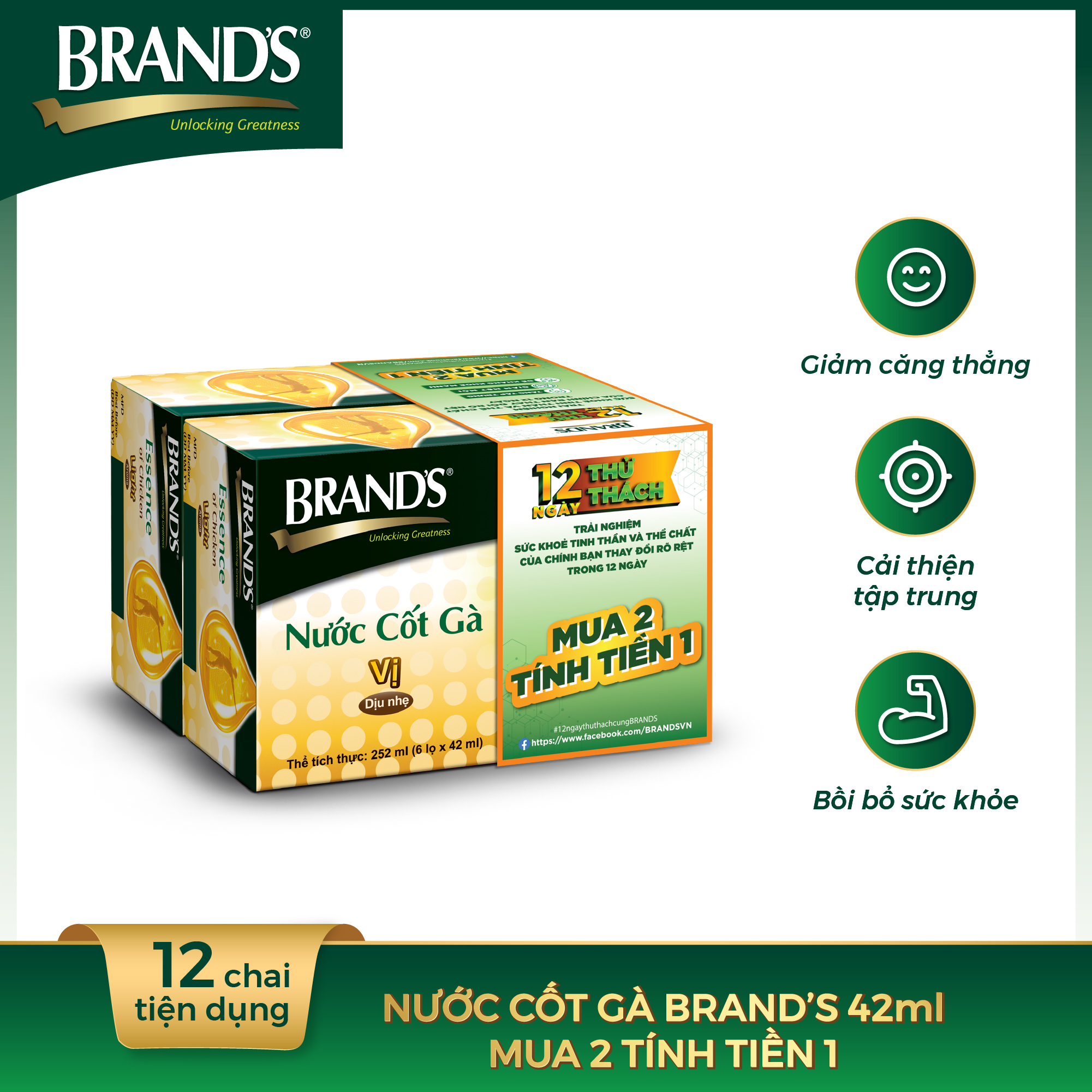 Virtual b1g1 combo 2 hộp 6 chai nước cốt gà brand's vị dịu nhẹ