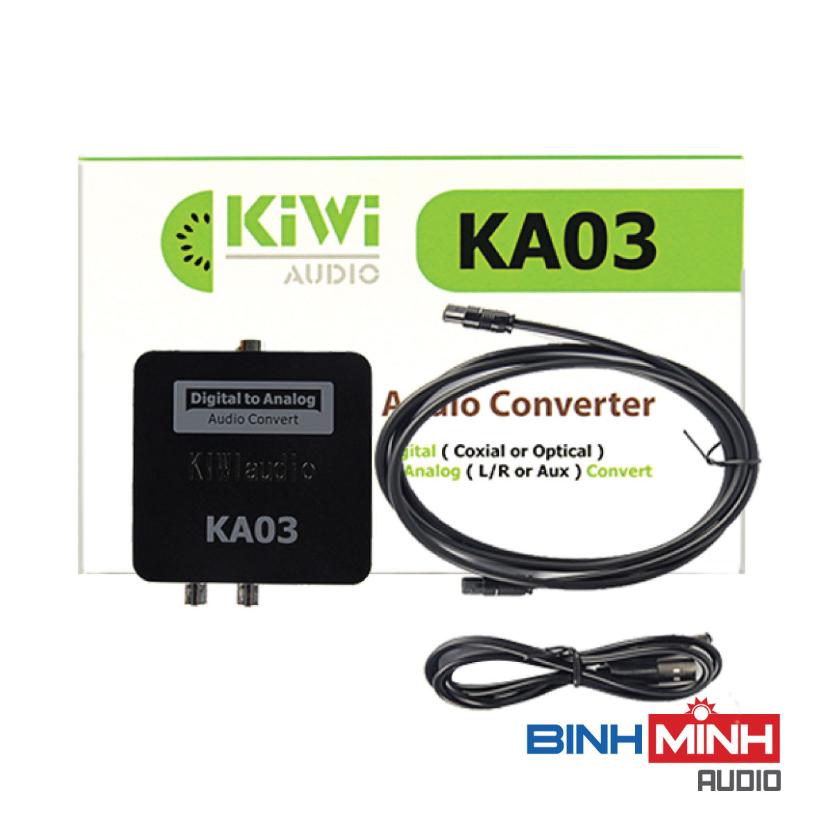 Bộ chuyển đổi âm thanh TV 4K quang optical sang audio AV ra amply + Cáp optical Kiwi KA03