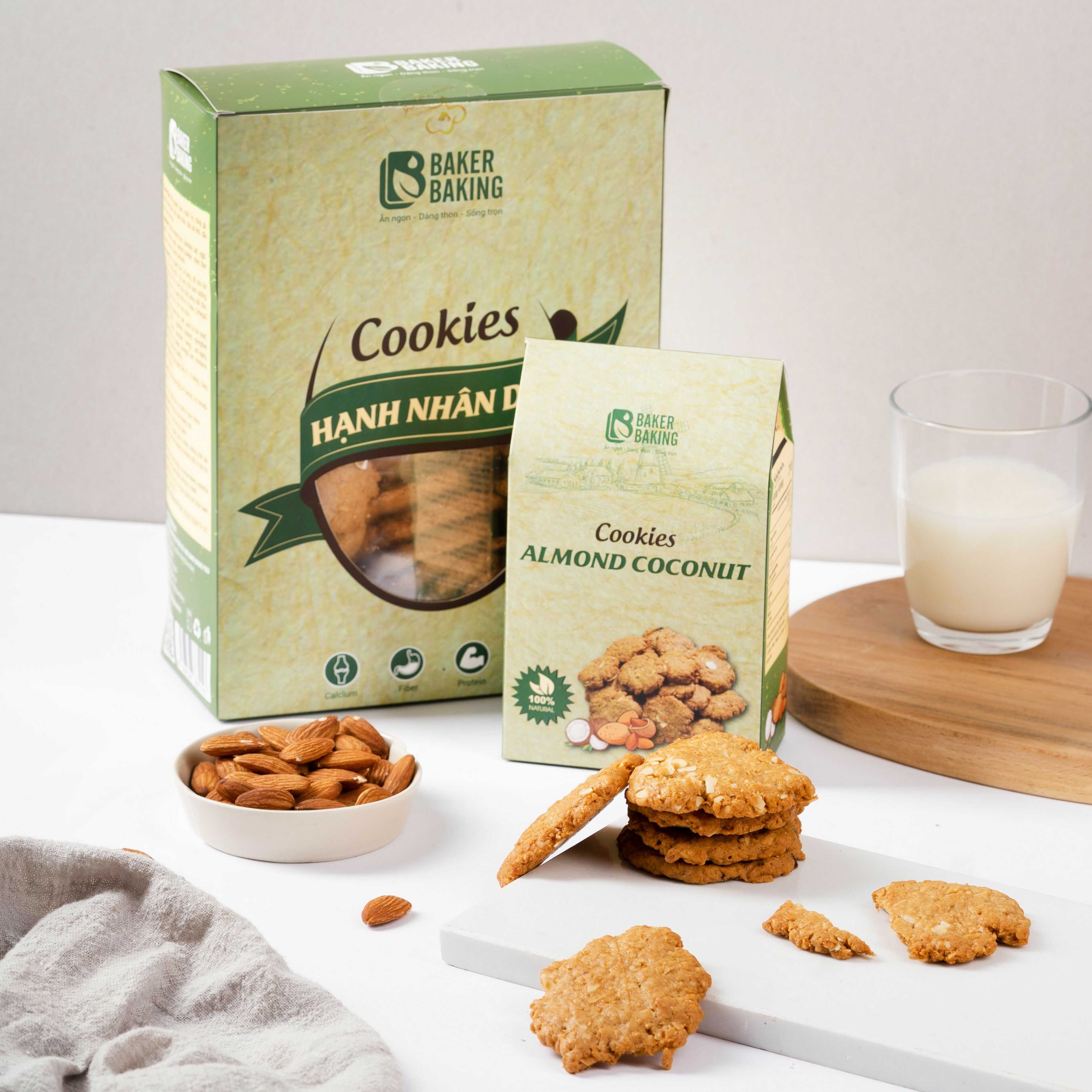 Bánh Cookies hạnh nhân dừa - Bánh ăn vặt healthy, ăn sáng healthy