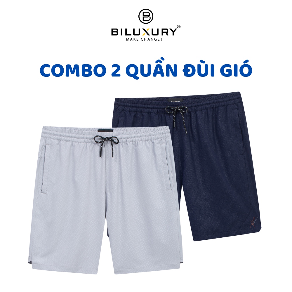 ✚✎❀ Combo 2 Quần Đùi Short Nam Thể Thao Biluxury T1 6QDGT003 Vải Gió Mỏng Mát Không Bai Gião Co Xù Có Túi Trước Sau Tiện Lợi