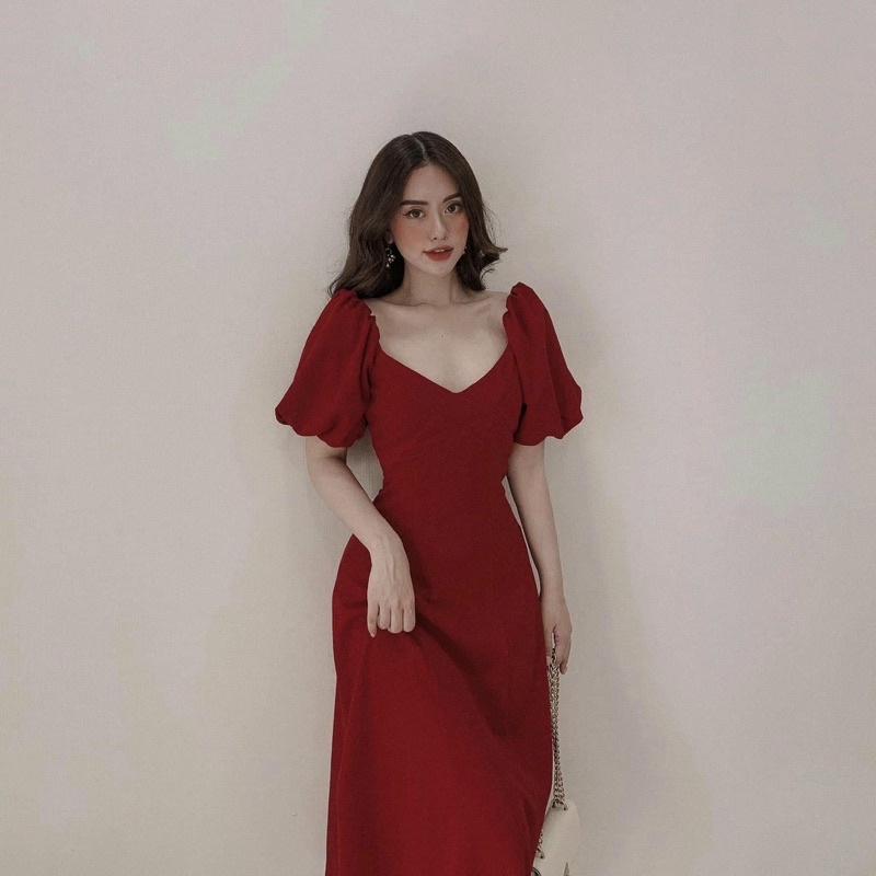 ĐẦM DỰ TIỆC THANH LỊCH, SANG TRỌNG, CỔ V (có ảnh thật) MS113