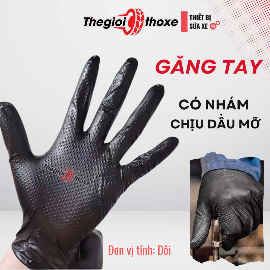 Găng tay cao su chống dầu nhớt (có nhám chống trơn) | Bao tay sửa xe máy, ô tô chuyên dụng cho anh em thợ máy | Thế Giới Thợ Xe